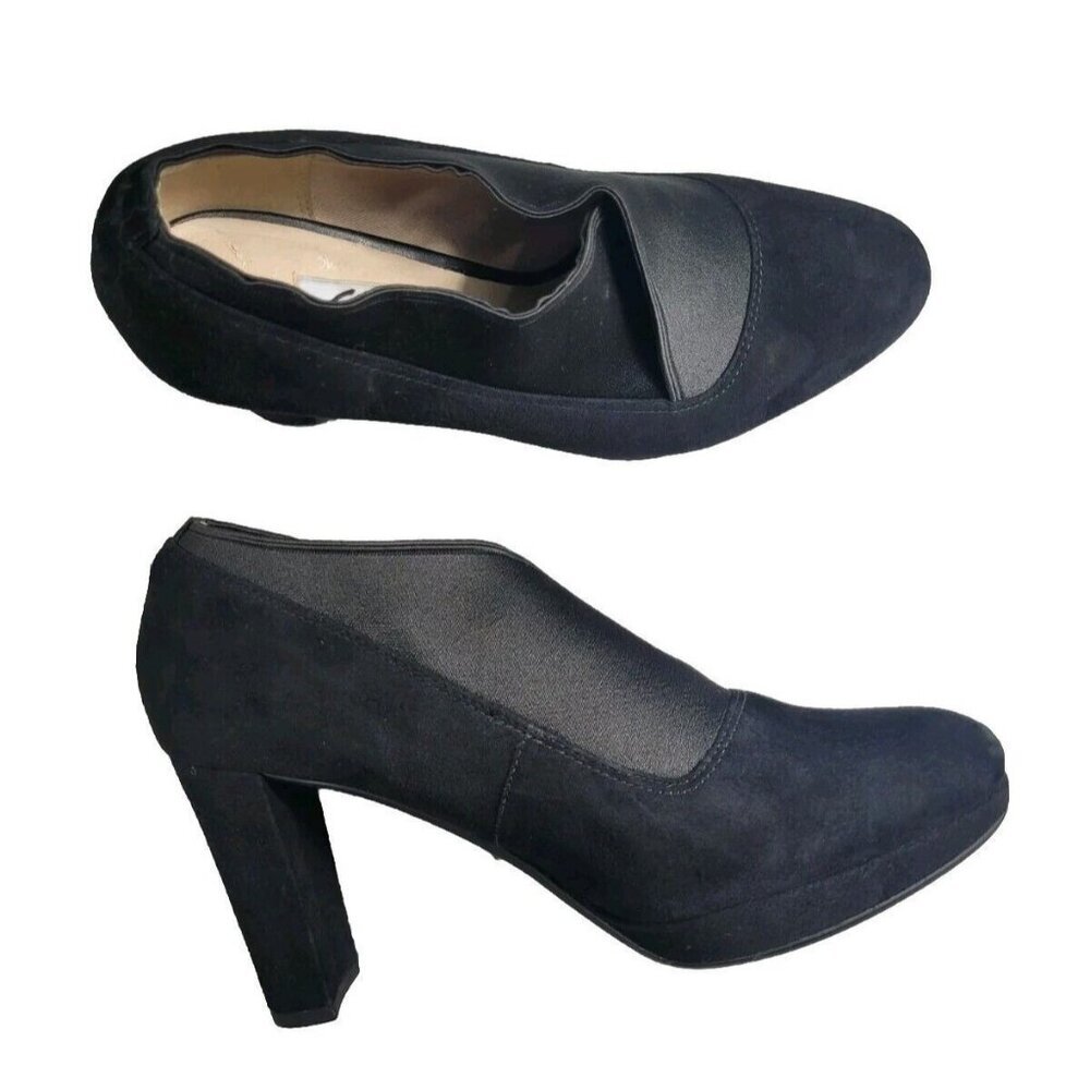 Clarks Women's Size 7.5 M Suede  Smart Trouser heels Slip-On Shoes Kendra 25